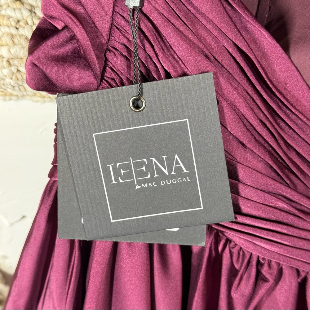 NWT Ieena for Mac Duggal Purple Soft Tie Halter Neck High Slit Evening Gown - Picture 9 of 16